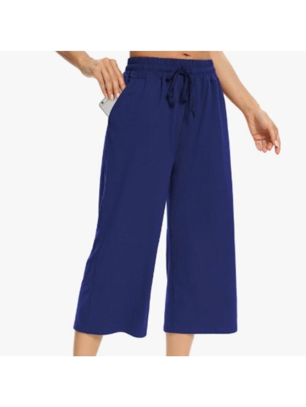 NWT Purple Wide Leg Cropped Lounge Pants Size Medium Athleisure Travel Pants